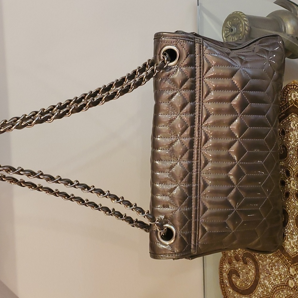 Clutch Pewter Leather Shoulder Bag - Picture 3 of 8